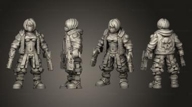 Military figurines Cosplayer Girl Standing Double gun 3d model
