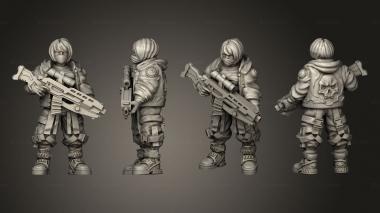 Military figurines Cosplayer Girl Standing Rifle 3d model