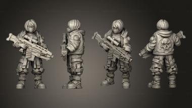 Military figurines Cosplayer Girl Standing Rifle 3d model