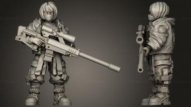 Military figurines Cosplayer Girl Standing Sniper Rifle 3d model
