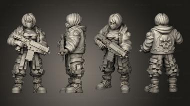 Military figurines Cosplayer Girl Standing Submachine Gun 3d model