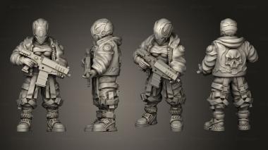 Military figurines Cosplayer Girl Standing Submachine Gun Helmet 3d model