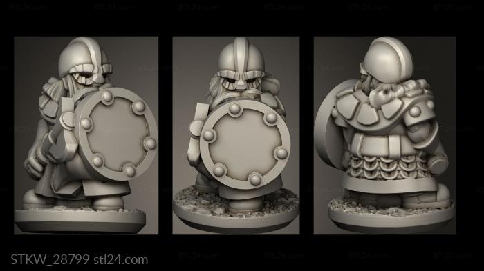 Military figurines (Forge Dwarves Shields warrior, STKW_28799) 3D models for cnc