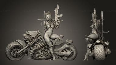 Military figurines cyber metal biker chick bike back mufflers 3d model