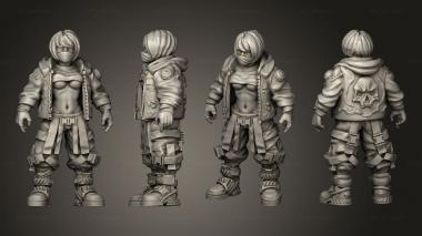 Military figurines Cyber Witcher Cyberpunk Girl Standing 3d model
