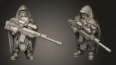 Military figurines Cyber Witcher Ponchos Duskrunner Stand Sniper Rifle 3d model