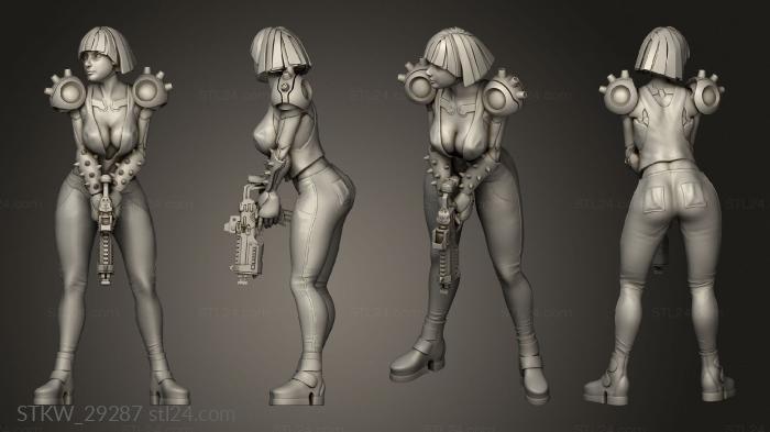 Military figurines (Cyberpunk Scrapper Girl, STKW_29287) 3D models for cnc