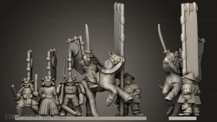 Military figurines (Samurai Footmen Strip, STKW_29577) 3D models for cnc