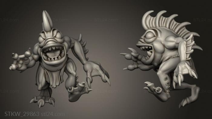 Military figurines (Deep Sea Creatures Fish Men Man Runner, STKW_29863) 3D models for cnc