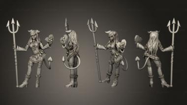 Military figurines Demons demon girl stand with pitchfork 3d model