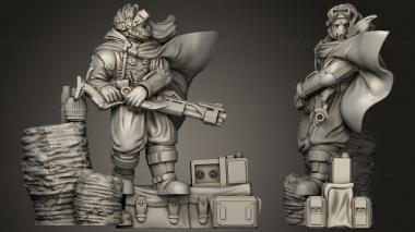 Military figurines Desertmads Characters Biker Standing Regiments Mad Baggage opt 3d model