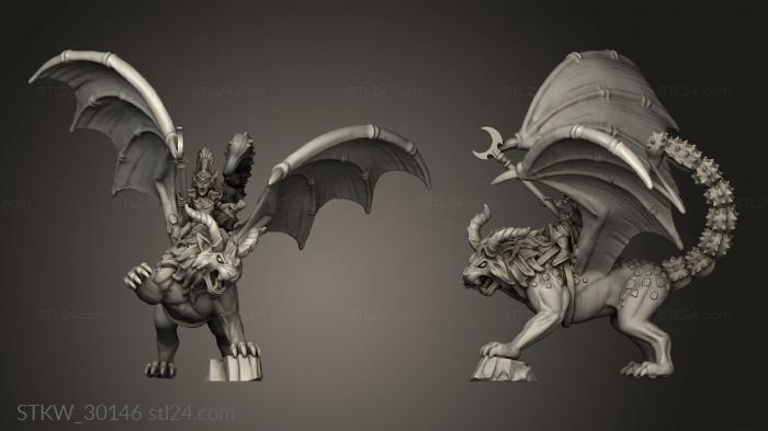 Military figurines (dire elf manticore sorceress, STKW_30146) 3D models for cnc
