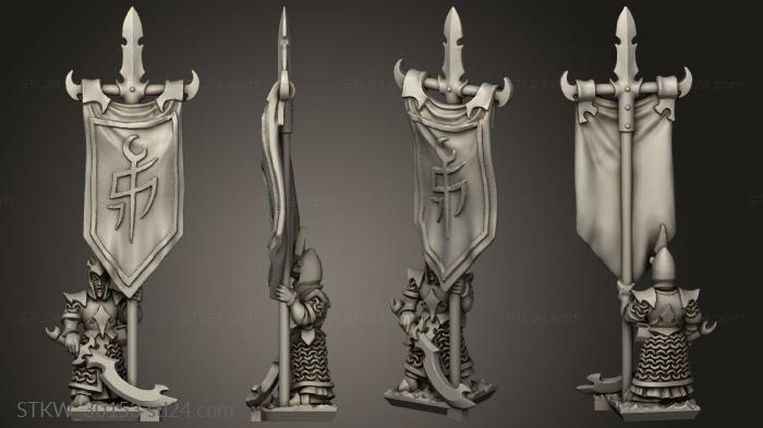 Military figurines (dire elf spear blank shields banner, STKW_30153) 3D models for cnc