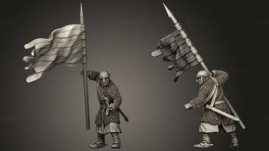Military figurines Dismounted Knights Barcelona Banner 3d model