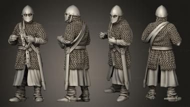 Military figurines Dismounted Knights Barcelona Banner 3d model