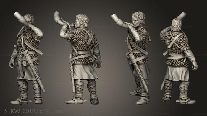 Military figurines (Dismounted Knights Horn Bearer, STKW_30197) 3D models for cnc