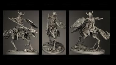 Military figurines draugr rider undead skeleton modular raider 3d model