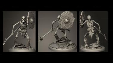 Military figurines draugr undead skeleton infantry 3d model