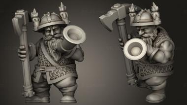Military figurines Dwarf Miners Captain 3d model