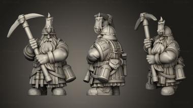 Military figurines DWARF MINERS MINER 3d model