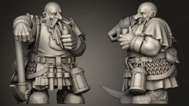 Military figurines DWARF MINERS MINER CAPTAIN 3d model