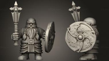 Military figurines Dwarf Modular Melee Unit Mace 3d model