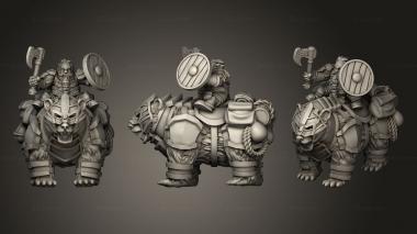 Military figurines Dwarf Mounted Bear Command Rider Captain 3d model