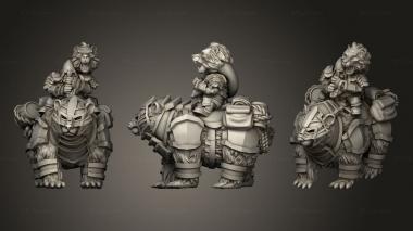 Military figurines Dwarf Mounted Bear Command Rider Musician 3d model