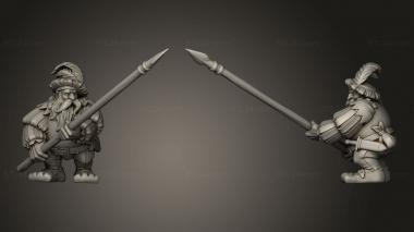 Military figurines DWARF PIKEMEN THIN 3d model