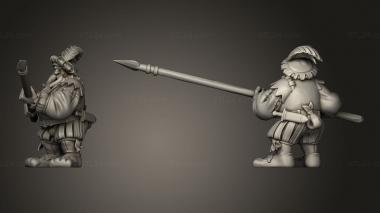 Military figurines DWARF PIKEMEN THIN 3d model