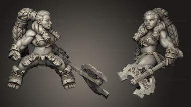 Military figurines dwarf riders Mounted Berserker 3d model