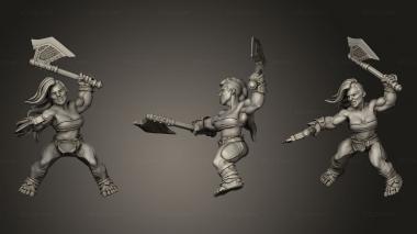 Military figurines dwarf riders Mounted Berserker 3d model