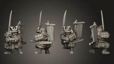 Military figurines Dwarf Samurai Katana 3d model