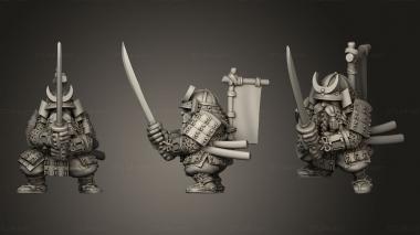 Military figurines Dwarf Samurai Katana 3d model