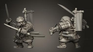 Military figurines Dwarf Samurai Katana 3d model