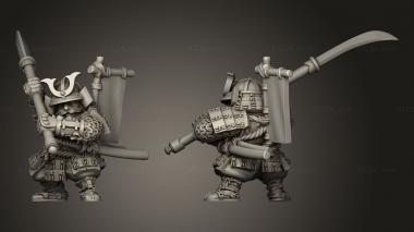 Military figurines Dwarf Samurai Katana 3d model