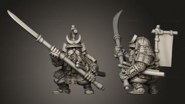 Military figurines Dwarf Samurai Katana 3d model