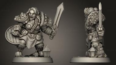 Military figurines Dwarven Defenders Modular Defender Dwarf Female 3d model