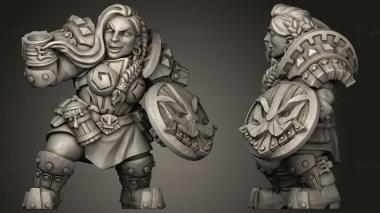 Military figurines Dwarven Dwarf Defender Female 3d model