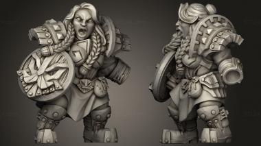 Military figurines Dwarven Dwarf Defender Female 3d model