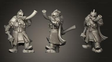Military figurines Dwarves Dwarf Male Musician 3d model