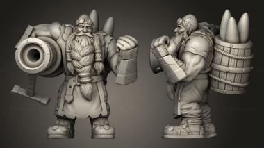 Military figurines Dwarves Dwarf with Cannon Dwarf 3d model