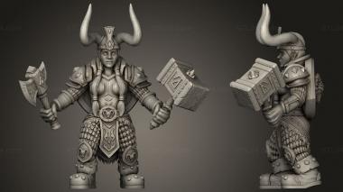 Military figurines Dwarves FEMALE Dwarf Paladin with weapons 3d model