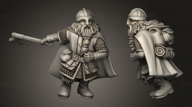 Military figurines Dwarves Ranger Company Dwarf with axe and shield 3d model