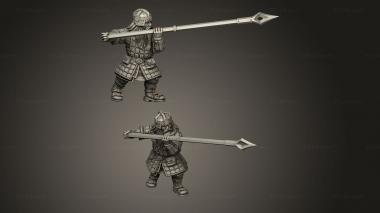 Military figurines Dwarves warrior with great spear 3d model