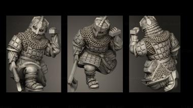 Military figurines Dwarves warrior with pavise 3d model