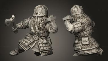 Military figurines Dwarves warrior with pavise 3d model