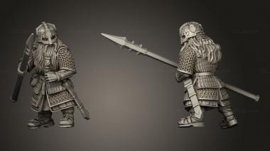 Military figurines Dwarves Warriors Dwarf Warrior with Spear 3d model