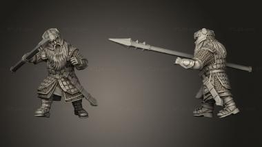 Military figurines Dwarves Warriors Dwarf Warrior with Spear 3d model