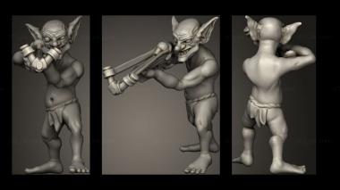 Military figurines Encounter Goblin Slingshot Rifle Shooting Standing 3d model
